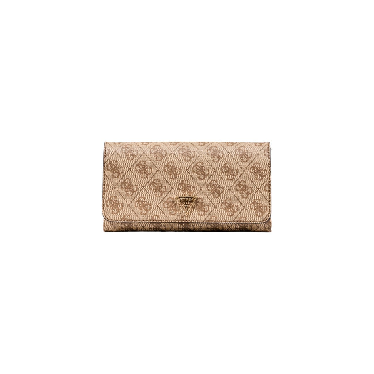 Borsa Guess donna beige con stampa e bottoni automatici 100% poliuretano - vista frontale

