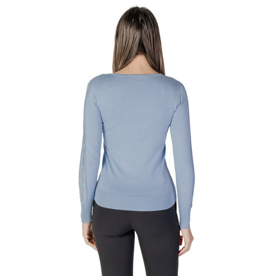 Morgan De Toi Maglia Donna Blu Maniche Lunghe Scollo a V - Maglia Viscosa Poliammide