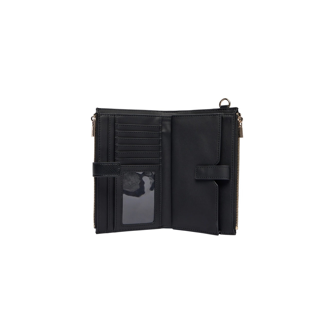 Guess Portafoglio Donna Nero con Zip e Bottone - Portamonete Scomparti Interni 18x11.5x3.5cm