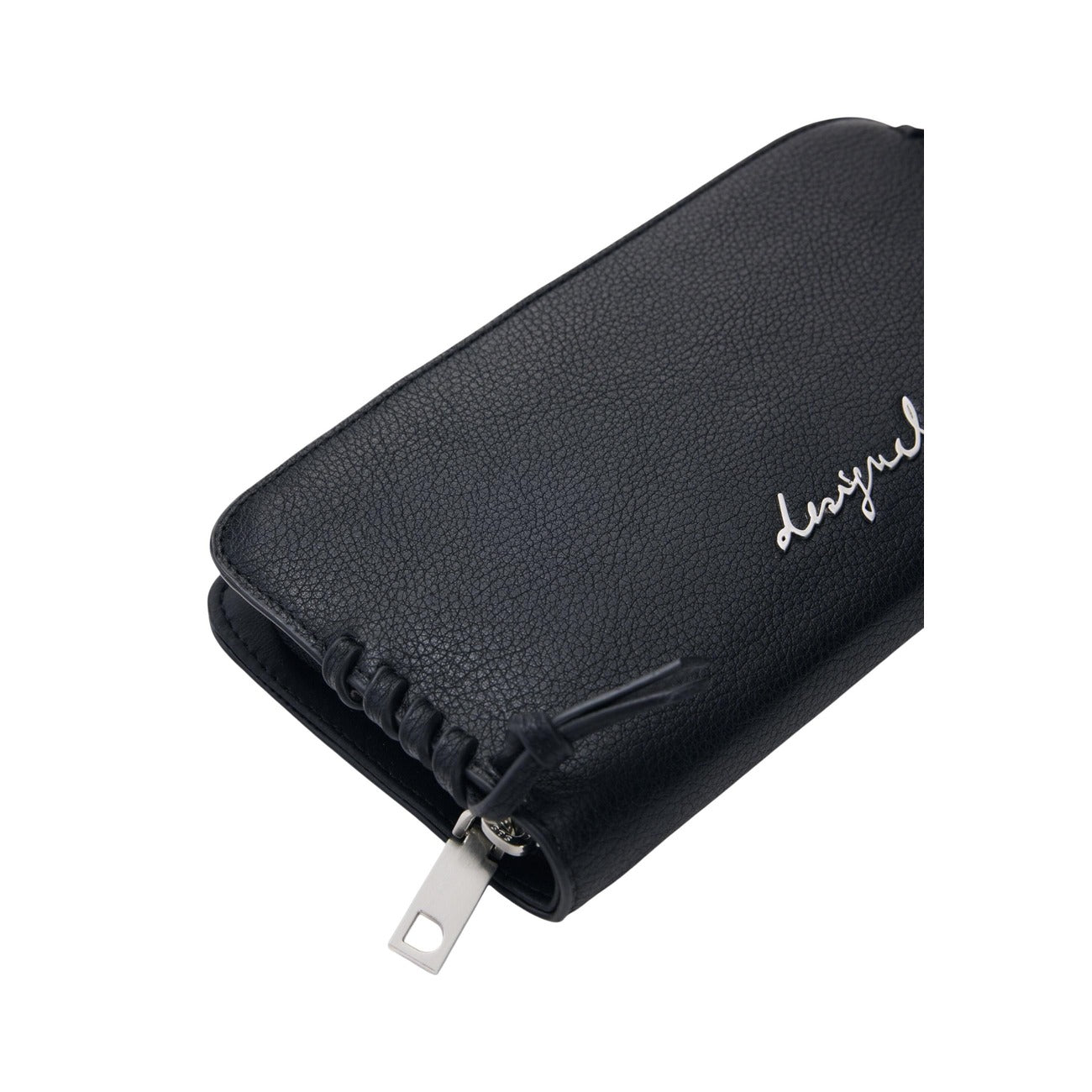 Portafoglio Desigual donna nero con cerniera scomparti interni - vista frontale 
