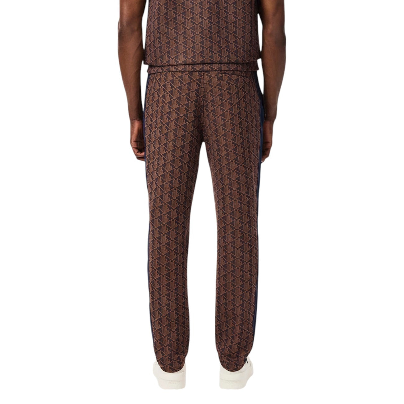 Lacoste Pantaloni Sportivi con monogramma Paris Uomo Marroni con Stampa Tasche Anteriori - Pantaloni Cotone Poliestere Poliammide