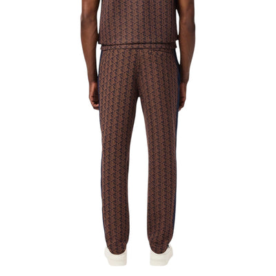 Lacoste Pantaloni Sportivi con monogramma Paris Uomo Marroni con Stampa Tasche Anteriori - Pantaloni Cotone Poliestere Poliammide