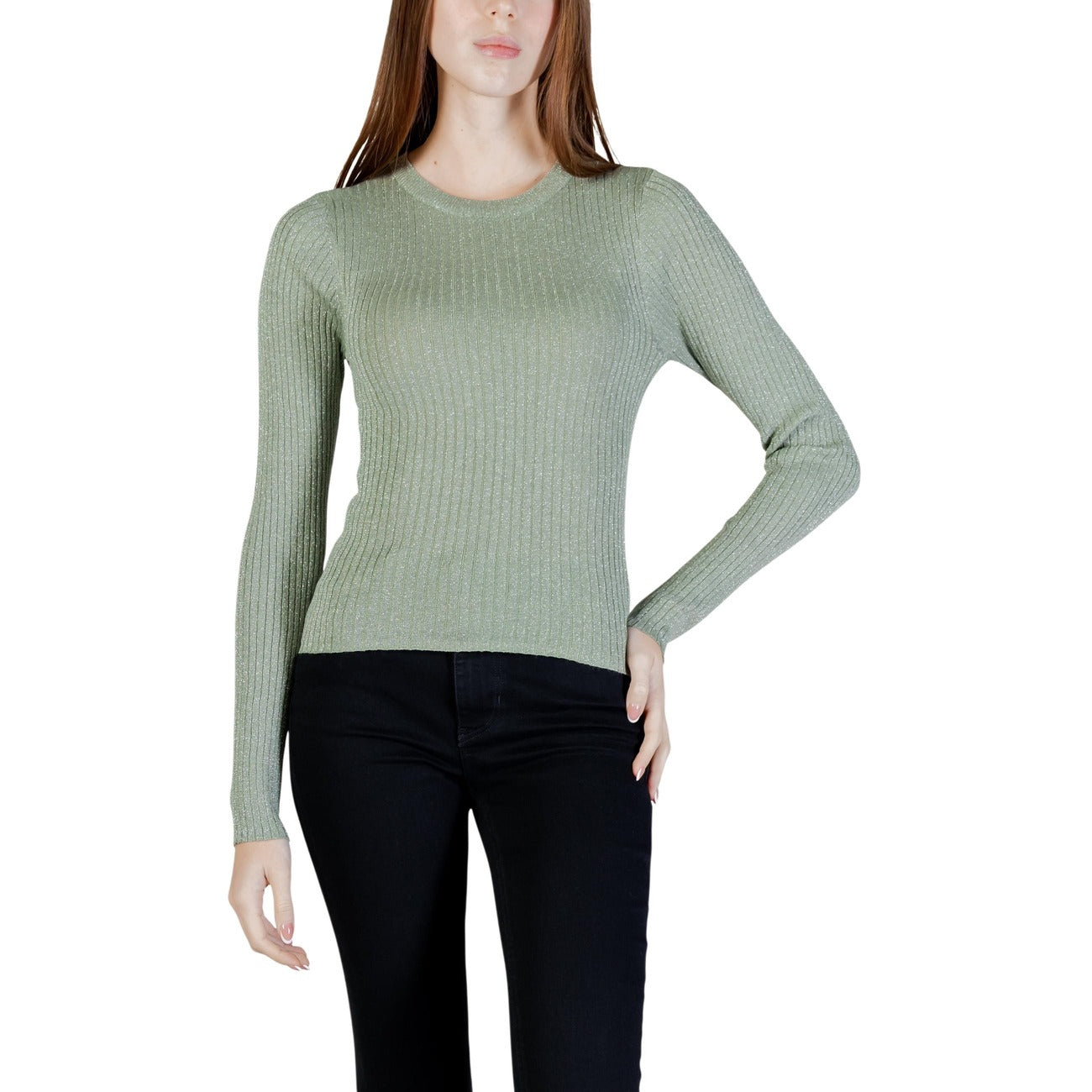 Jacqueline De Yong Maglia Donna Bordeaux Maniche Lunghe Scollo Tondo - Maglia Viscosa Sintetico