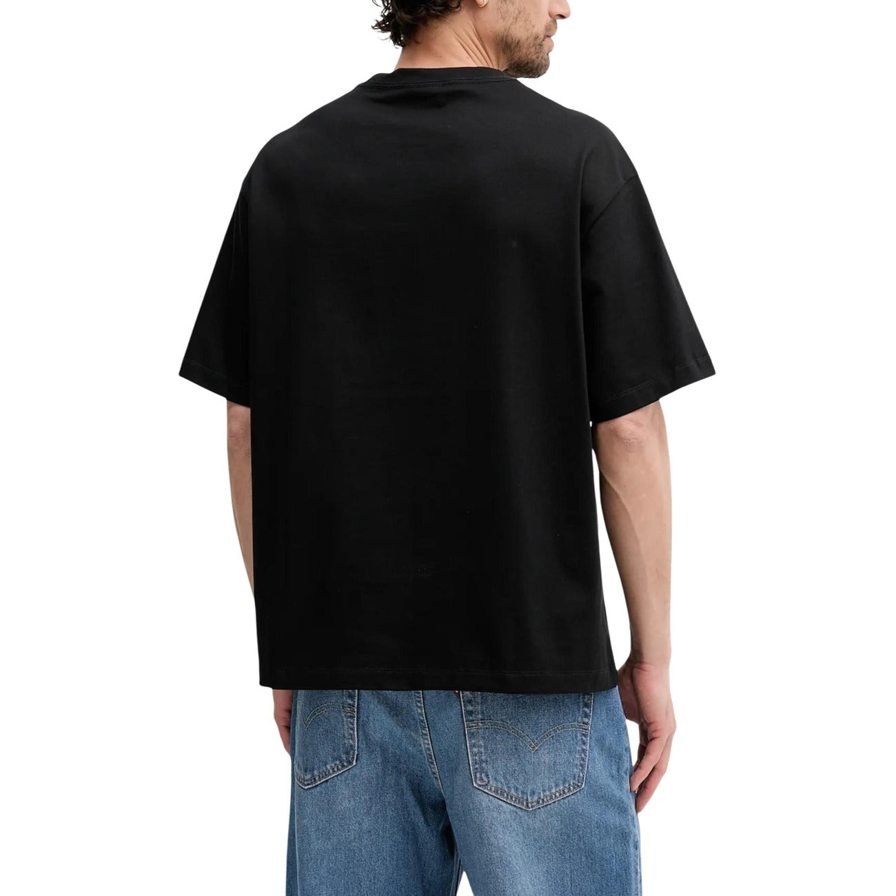 Calvin Klein Jeans T-Shirt Uomo Nero Maniche Corte Scollo Tondo Cotone 100% Autunno Inverno LV04RC808G