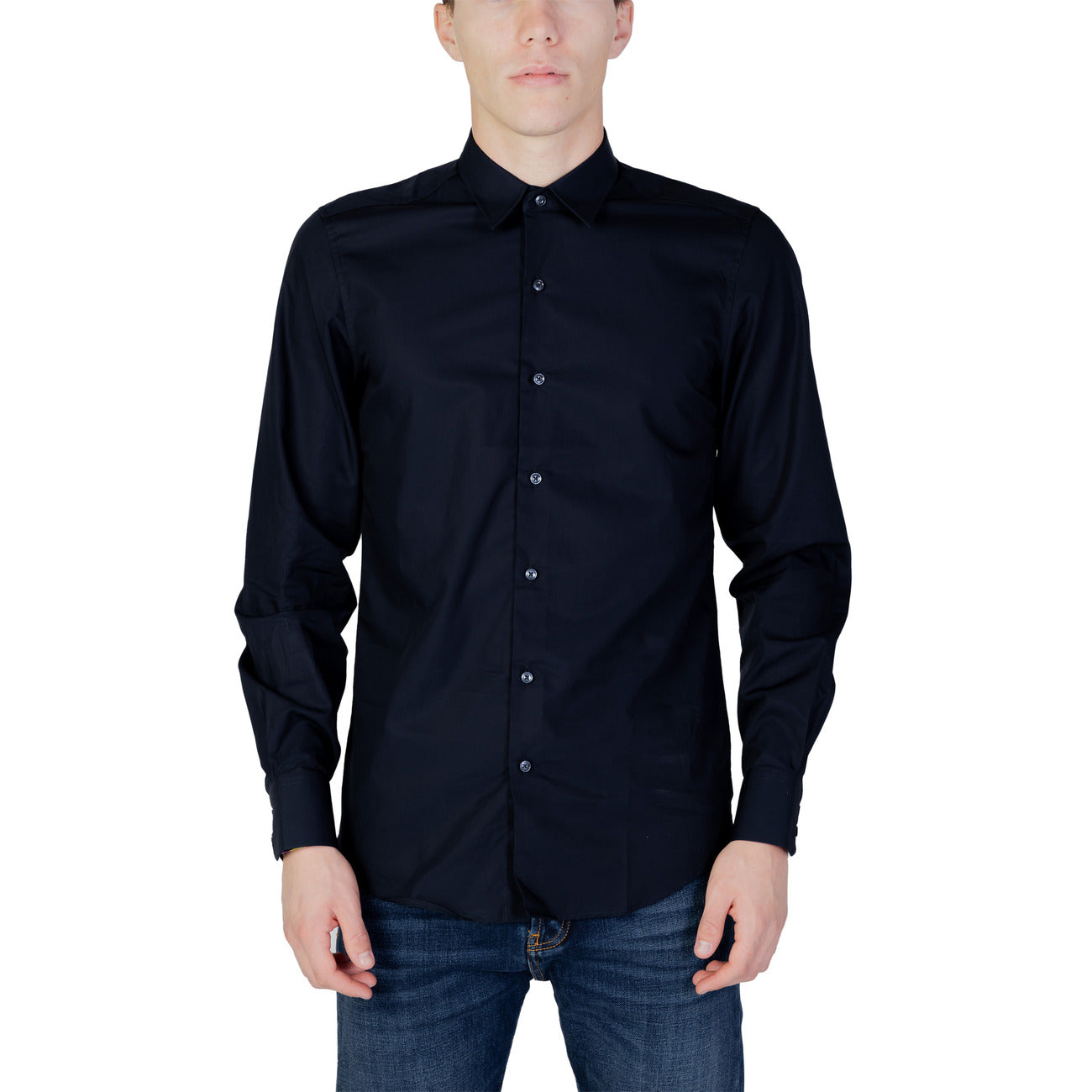 Antony Morato Camicia Uomo Blu Manica Lunga Bottoni Scollo Tondo Colletto Classico 100% Cotone Autunno/Inverno MMSL00628-FA400078