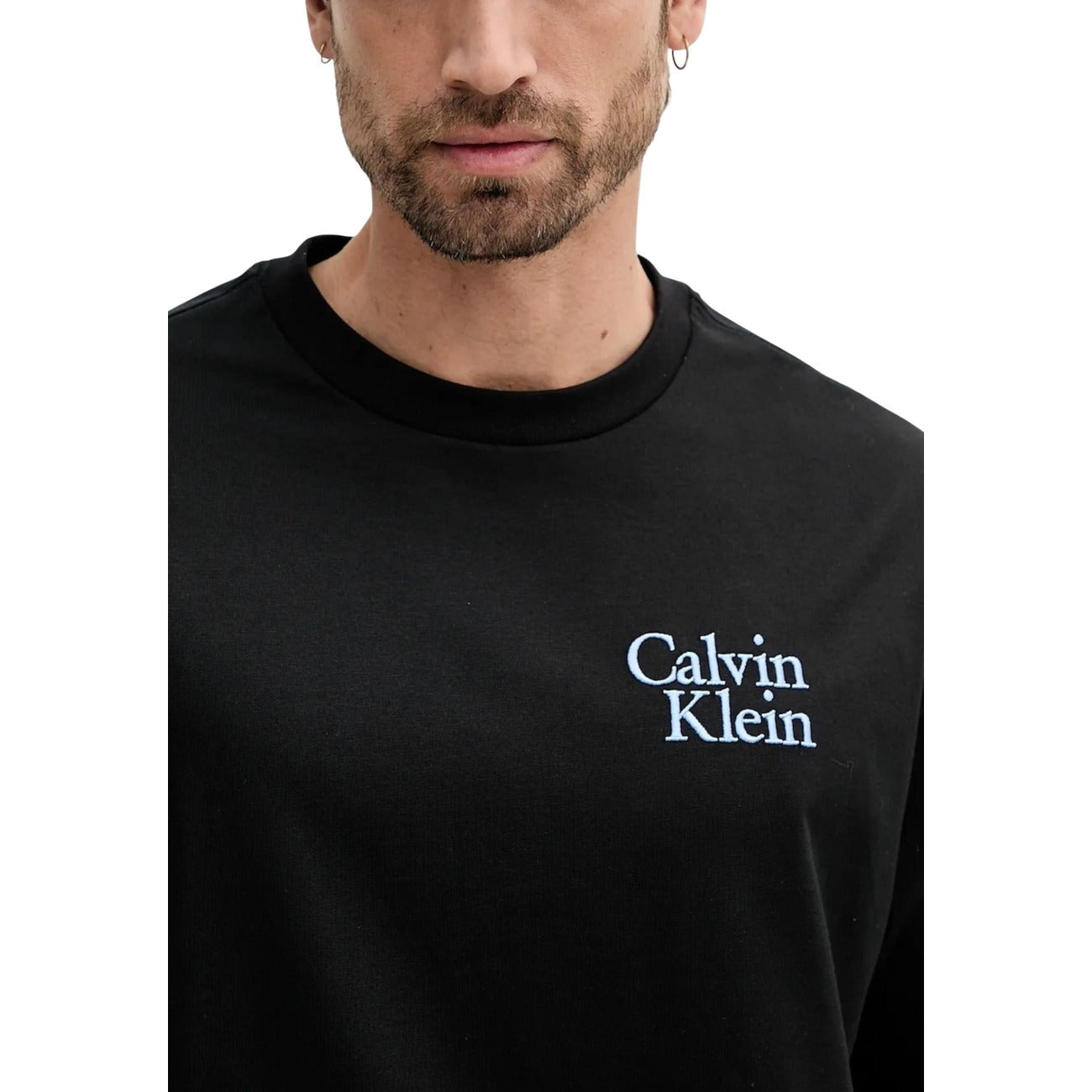 Calvin Klein Jeans T-Shirt Uomo Nero Maniche Corte Scollo Tondo Cotone 100% Autunno Inverno LV04RC808G