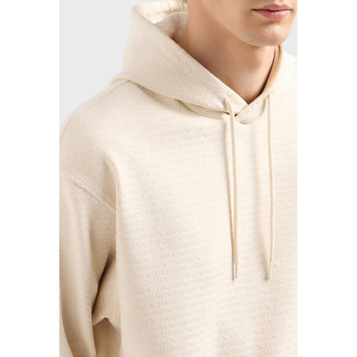 Emporio Armani Felpa Uomo Bianca con Cappuccio Maniche Lunghe - Felpa Cotone Lyocell Elastan