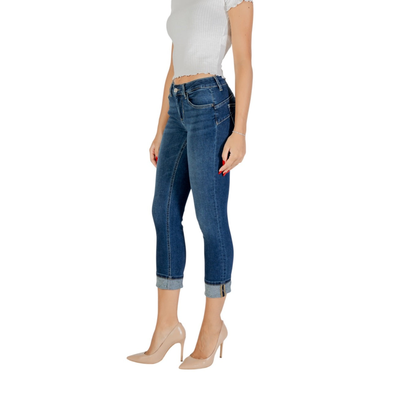 Liu Jo Jeans Donna Blu con Zip Bottone Tasche Anteriori Posteriori Effetto Consumato in Cotone 92% Elastan 2% Elastomultiestere 6% Autunno/Inverno UF5006 D4615