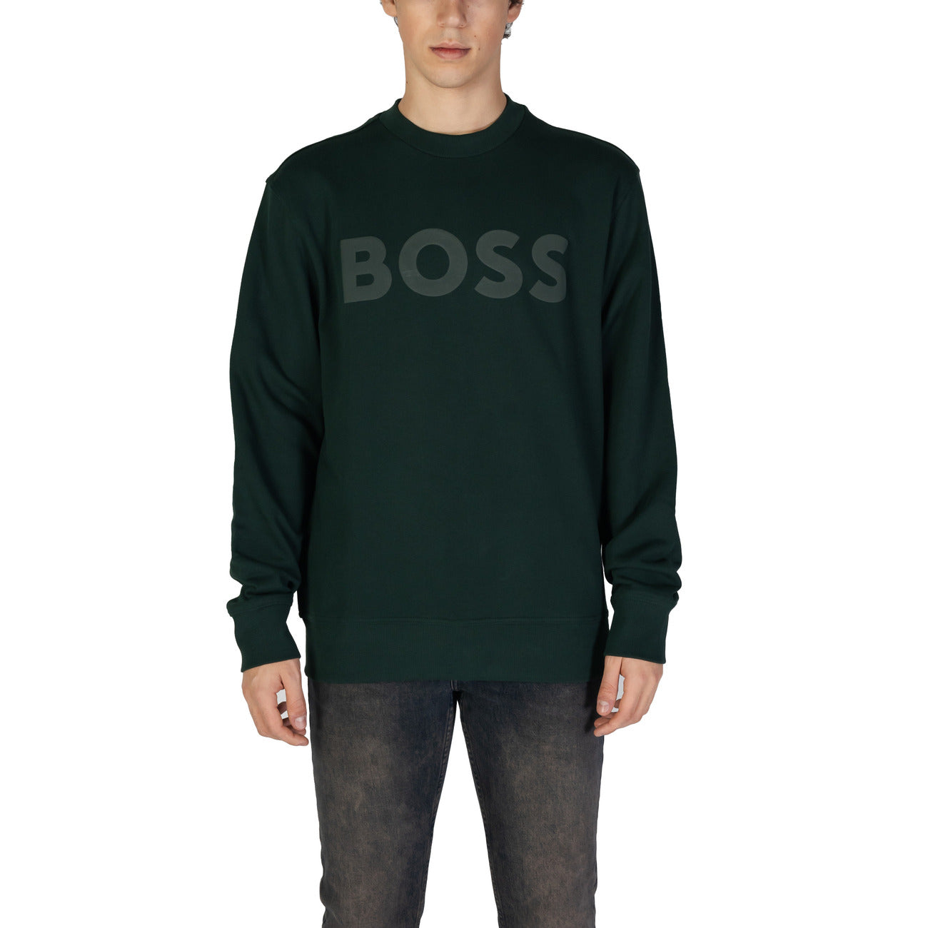 Boss Felpa Uomo Blu con Stampa Maniche Lunghe Scollo Tondo in Cotone 100% Autunno/Inverno 50487133