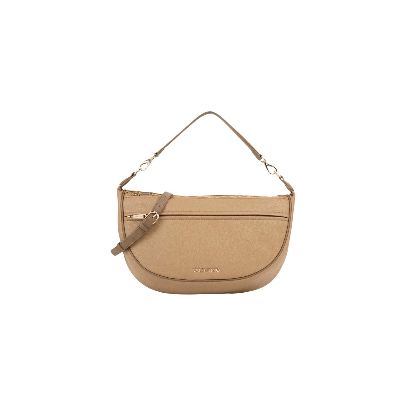 Borsa Grande beige Donna Valentino Bags Daphne; Misure 9x24x9 cm. Tessuto 100% poliuretano granulato con manico, tracolla rimovibile e multi-tasche con zip dorate. Stile casual-chic 4 stagioni.