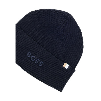 Boss Cappello Uomo Blu - Cappello Cotone Lana Autunno Inverno
