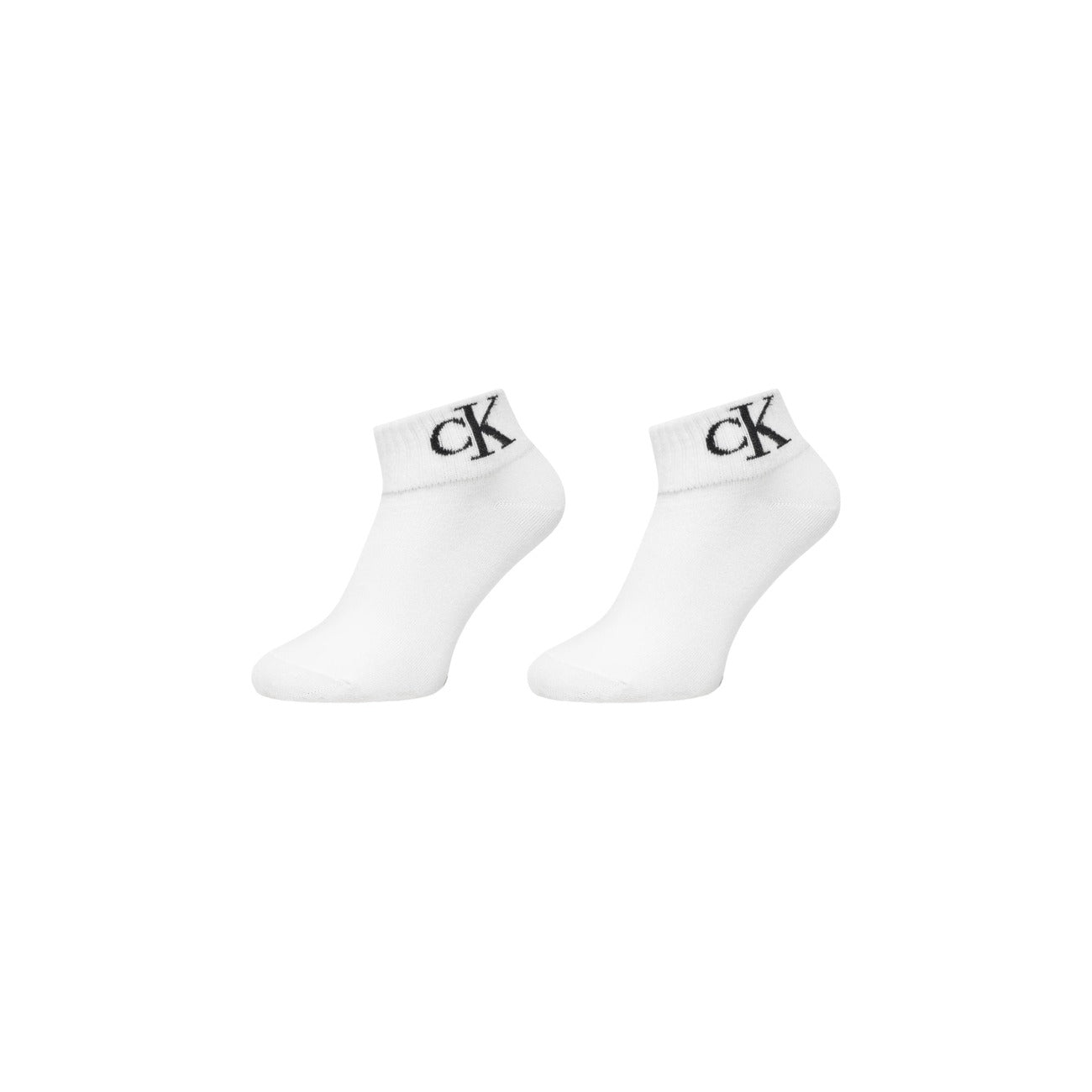 Pack 2 paia calze bianco donna Calvin Klein Jeans Quarter, 72% cotone con logo CK ricamato; vestibilità aderente e traspirante, ideali per sport e tempo libero.