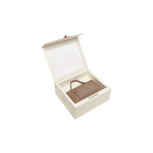 Borsa Calvin Klein donna beige a mano con cerniera 100% poliuretano 21x14x6.5 cm - vista frontale confezione