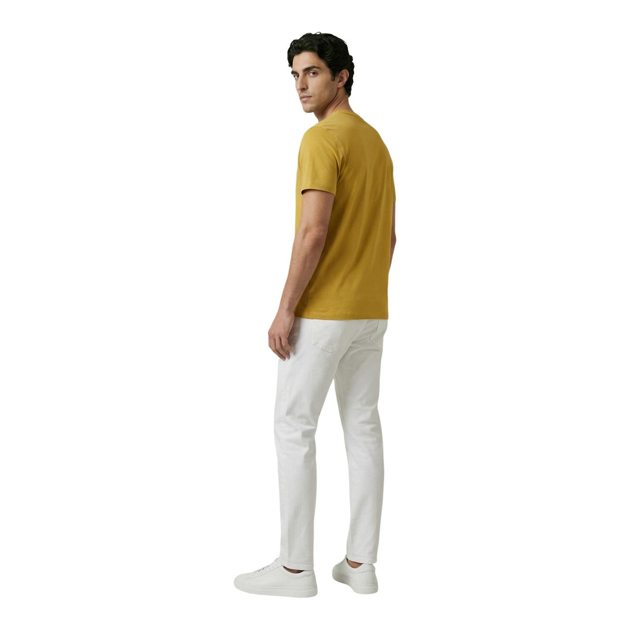 T-shirt uomo U.S. Polo Assn. MICK-BASIC gialla in cotone a maniche corte primavera estate - vista posteriore