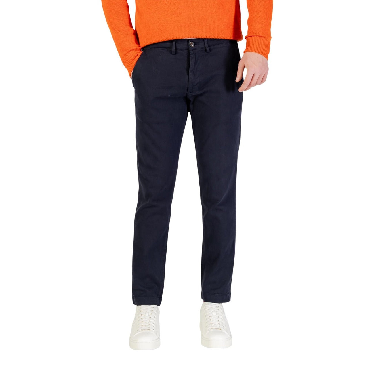 Borghese Pantaloni Uomo Blu in 97% Cotone 3% Elastan con Zip e Bottone Tasche Autunno/Inverno 5WPA01 11CO101