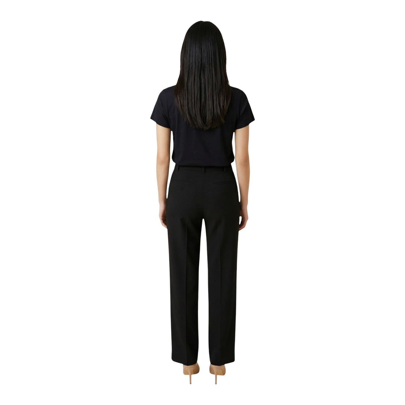 Blusa Liu Jo donna bianca a righe con maniche corte - vista posteriore retro indossata da modello figura intera
