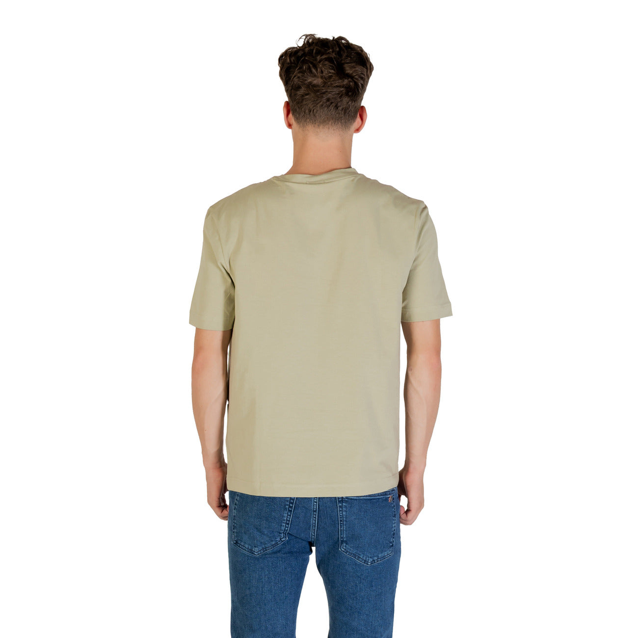Boss T-Shirt Uomo Verde Manica Corta Scollo Tondo 96% Cotone 4% Elastan Primavera/Estate 50473278