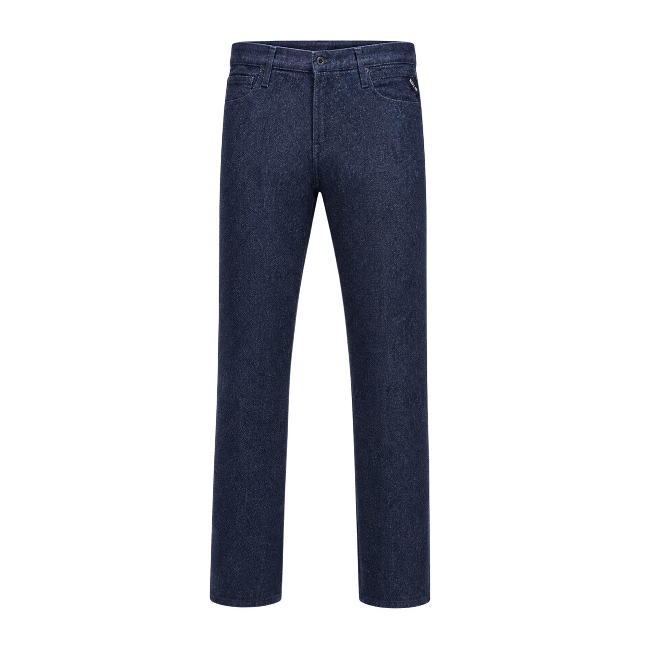 Jeans Replay uomo blu modello M1075 .000.126 20E. Pantaloni in denim di cotone 12 oz blu lavaggio woolly blue, vestibilità regolare dritta e comoda a 5 tasche con zip, jeans casual maschili per tutte le stagioni.