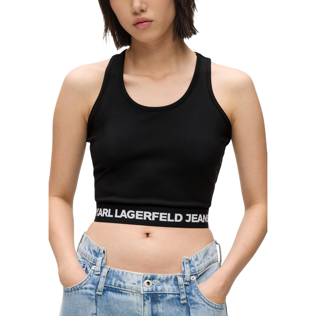 Top donna Karl Lagerfeld Jeans MILANO nero in viscosa primavera estate - vista posteriore