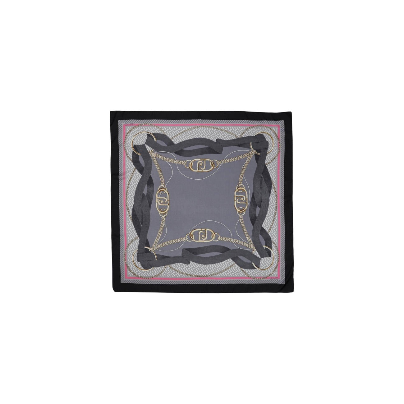 Sciarpa Liu Jo donna nera con stampa - vista frontale aperta distesa
