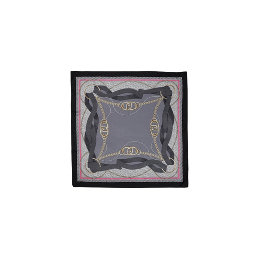 Sciarpa Liu Jo donna nera con stampa - vista frontale aperta distesa
