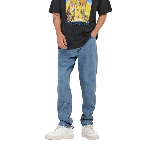 jeans Only & Sons Onstye Loose Tapered in denim blu chiaro. 
Vista frontale 