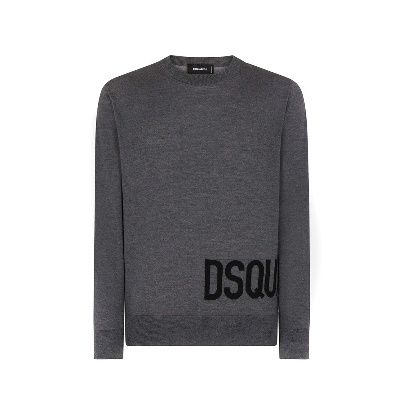Dsquared2 Maglia Uomo Grigio Stampa Scollo Tondo Manica Lunga Lana 100% Autunno Inverno V_29413