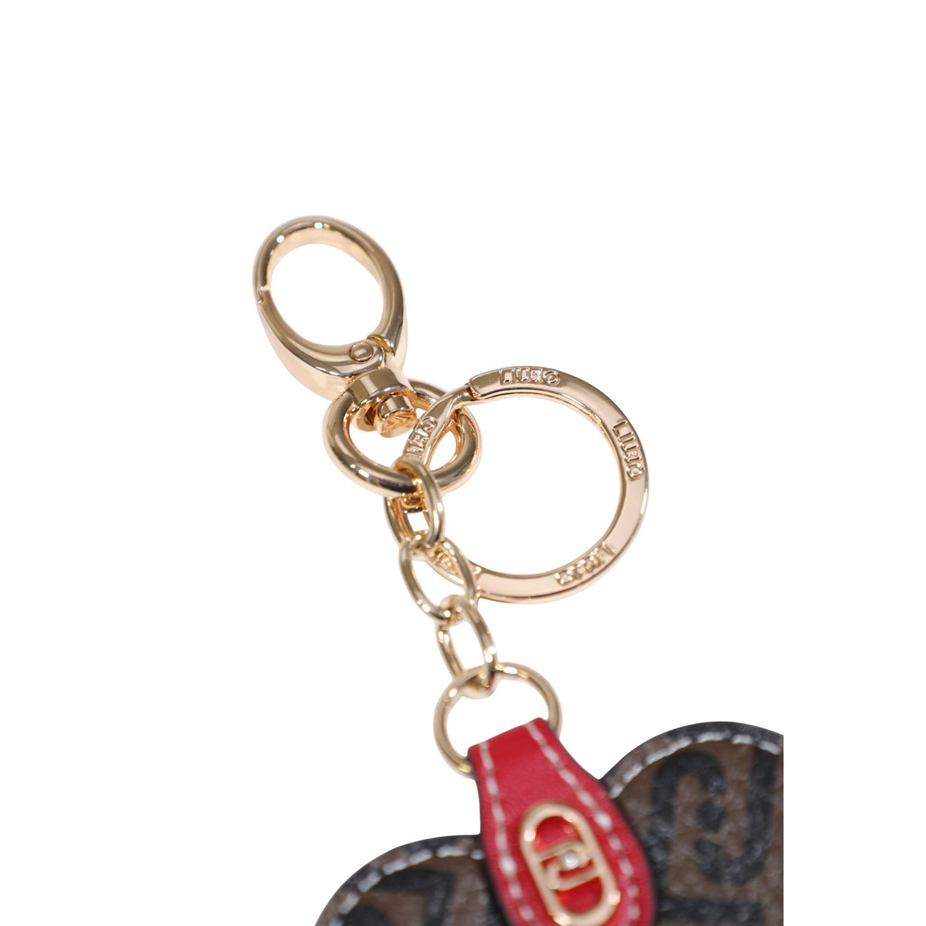 Portachiavi Cuore Liu Jo; Marrone. Stampa monogramma all-over, dettagli dorati, chiusura con moschettone. Accessorio glam e idea regalo perfetta. Dettaglio 