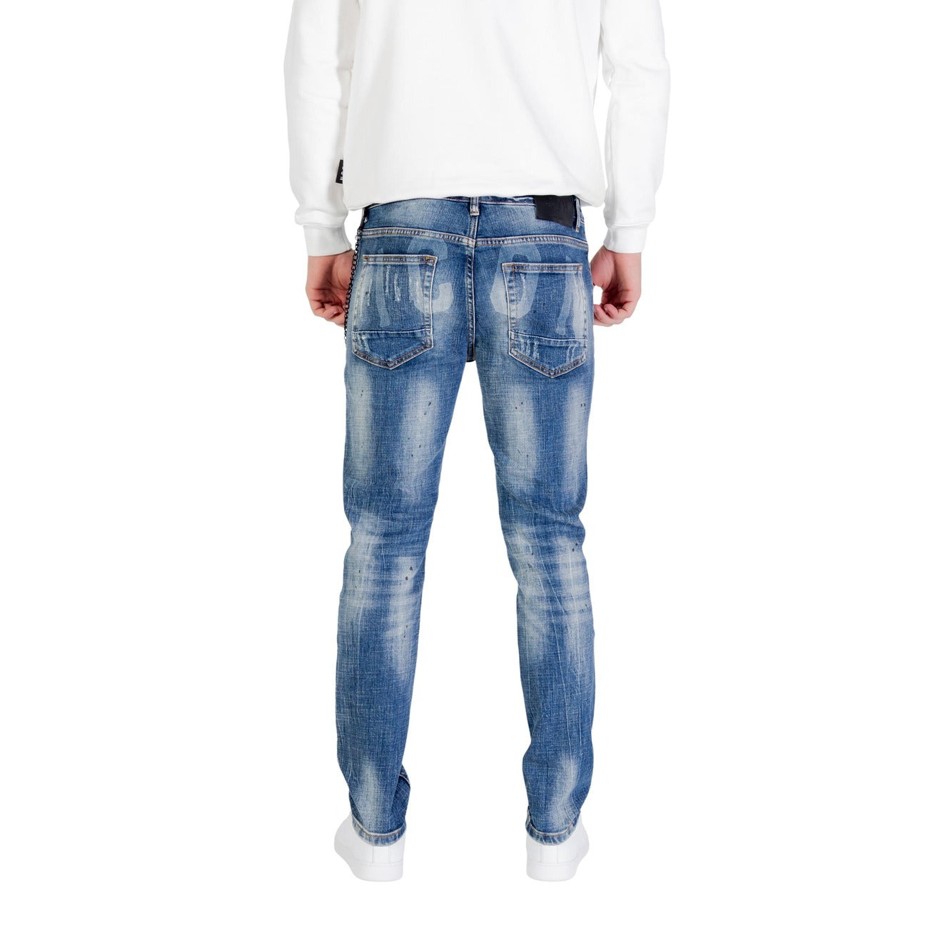 Icon Jeans Uomo Blu Effetto Consumato in Cotone 99% Elastan 1% con Zip e Bottone Tasche Anteriori e Posteriori ICUF2W6D018