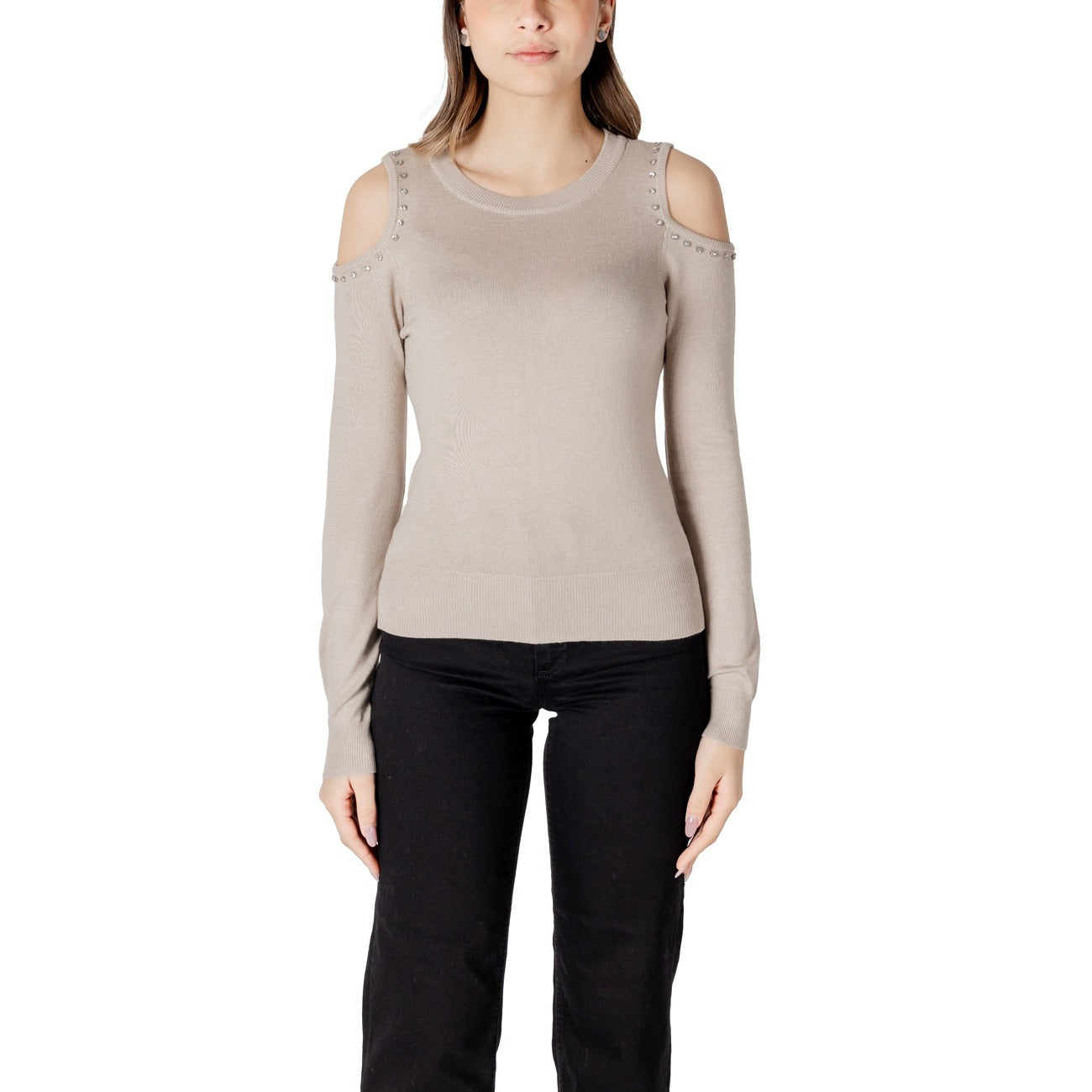 Only Maglia Donna Nera in 70% Viscosa 30% Poliestere a Manica Lunga con Scollo Tondo 15339512