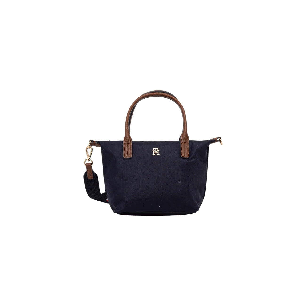 Tommy Hilfiger Borsa Donna Nera a Mano con Tracolla Cerniera - Borsa Poliammide Tasca Interna 21x19x14cm