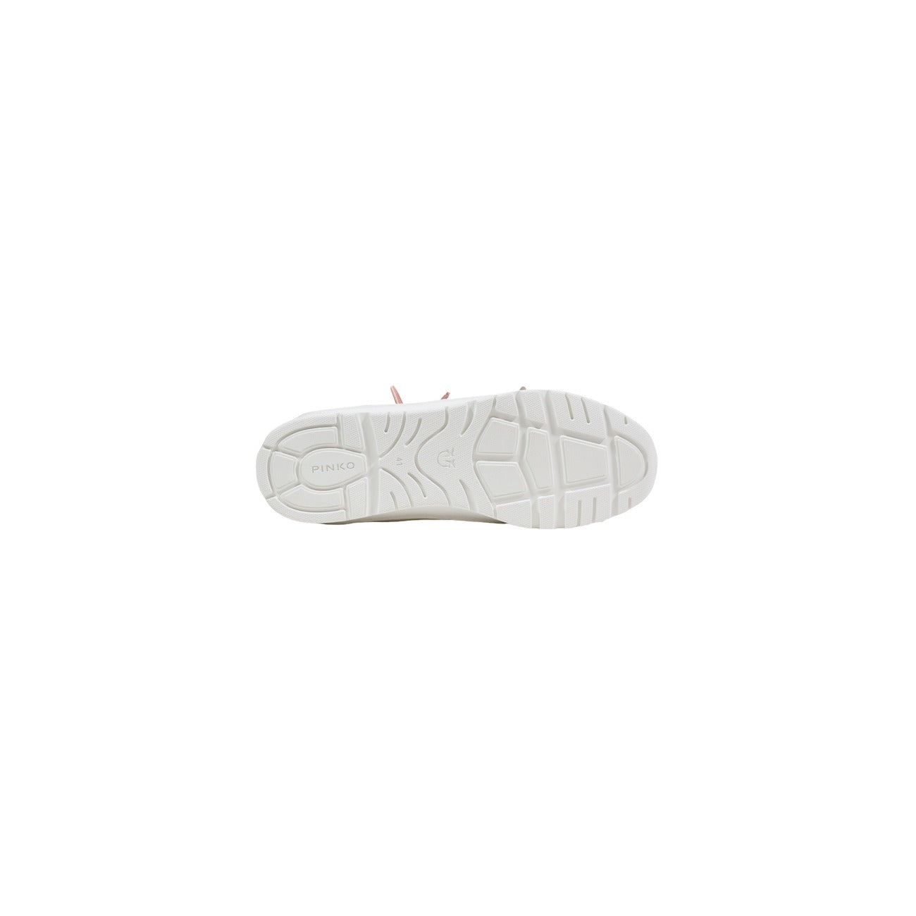 Sneakers Pinko Yulia 01 Bianche; 69% Pelle. Suola platform 3 cm, dettagli traforati, applicazione gioiello sui lacci. Calzata avvolgente e traspirante. Stile minimal-luxury Primavera/Estate. Vista suola 