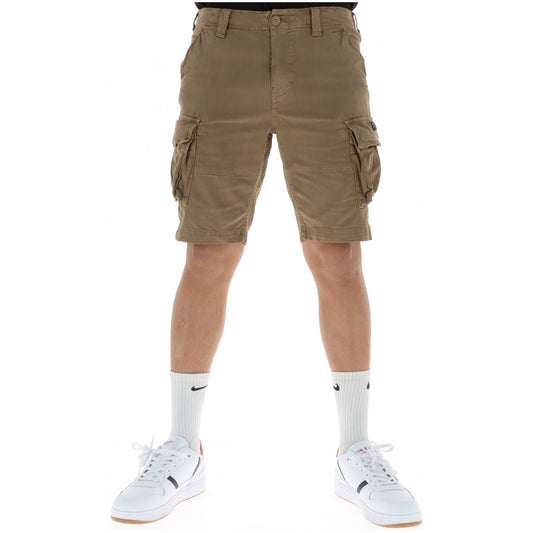 Superdry CORE Shorts marrone; stile cargo, 97% cotone, tasche utility multiple. Pantaloncino monocromatico robusto e stretch. Vista frontale 