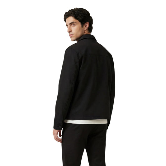 Camicia maniche lunghe Overshirt nero Only & Sons Onswill in poliestere riciclato e viscosa, modello loose fit con tasche applicate e chiusura frontale. Vista posteriore 