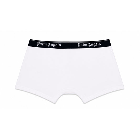 Set 3 Boxer Palm Angels; bianco. Fascia elastica logata, cotone elasticizzato, taglio aderente. Comfort premium e stile iconico in un unico pack. Posteriore 
