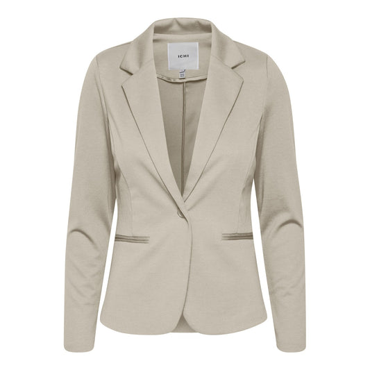 Ichi Giacca Donna Grigio Monocromo Bottoni Bavero Tasche Anteriori 74% Poliestere 22% Viscosa 4% Elastan Autunno/Inverno 20101801