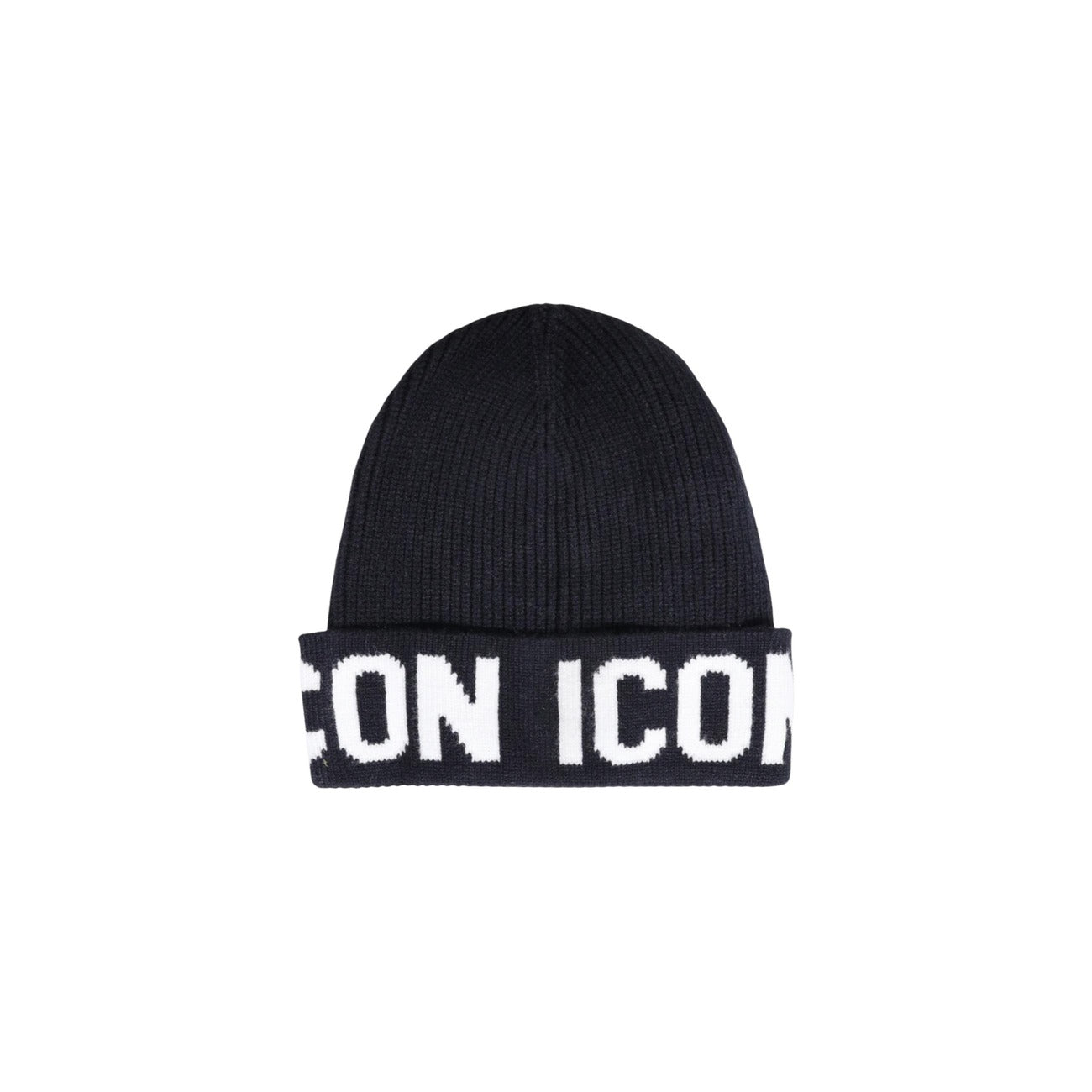 Icon Cappello con Sciarpa Uomo Nero con Stampa - Set Acrilico 190x33cm Autunno Inverno