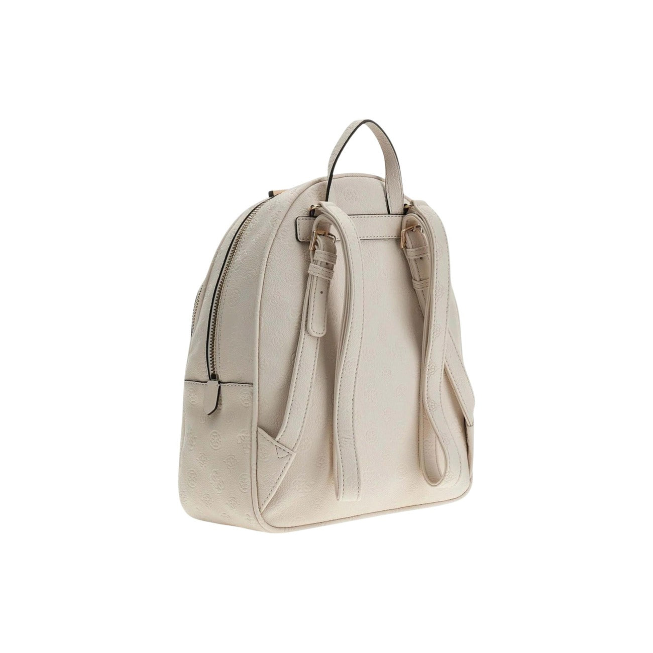 Guess Manhattan II Large Backpack HWPD71, zaino con motivo monogramma in rilievo e dettagli hardware silver/gold; interni spaziosi, doppia chiusura a zip e spallacci imbottiti, stile iconico e funzionale. Vista posteriore 