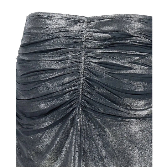 Gonna Diesel donna grigia mini in acetato stretch arricciata 96% acetato 4% elastan - dettaglio arricciatura frontale