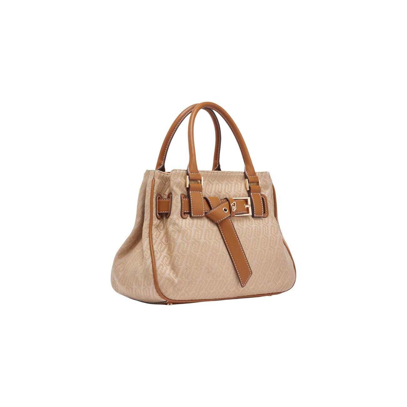 Borsa Liu Jo S Tote Monogram; 100% Poliestere con dettagli effetto pelle. Manici rigidi, cintura decorativa metallica, design semi-rigido. Borsa a mano elegante e spaziosa.