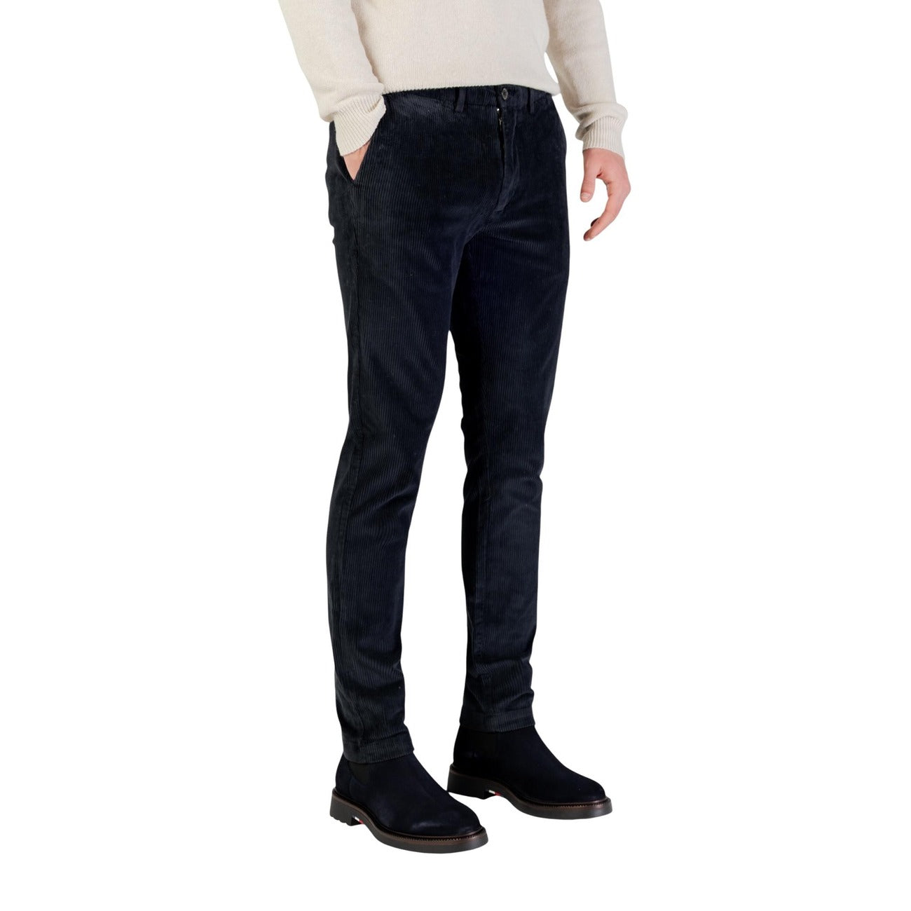 Borghese Pantaloni Uomo Blu in 98% Cotone 2% Elastan con Zip e Bottone Tasche Autunno/Inverno 5WPA01 V08/VL08