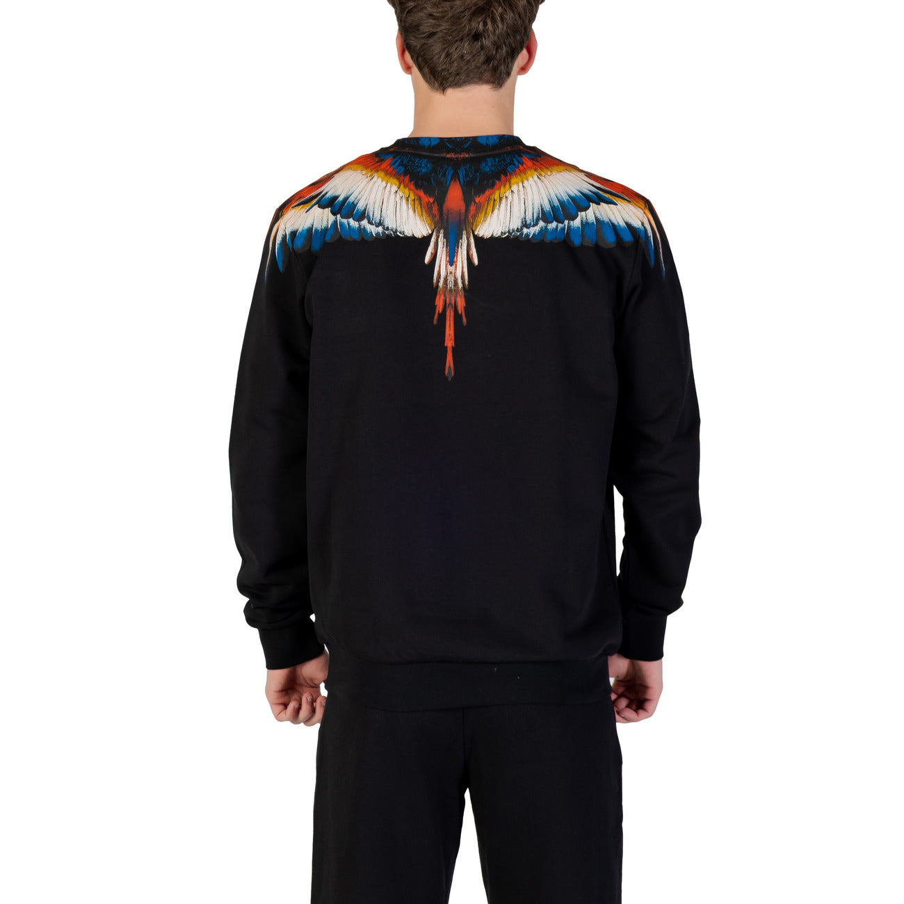 County Of Milan Felpa Uomo Nera con Stampa Maniche Lunghe - Felpa Cotone Scollo Tondo