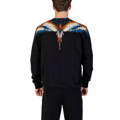 County Of Milan Felpa Uomo Nera con Stampa Maniche Lunghe - Felpa Cotone Scollo Tondo