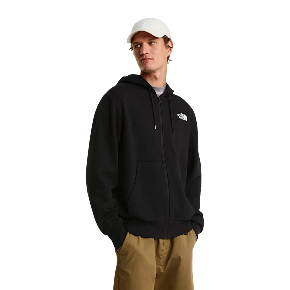Felpa The North Face uomo nera con zip e cappuccio NF0A8EU1 M EVO SD REG FZ HOODIE. Felpa sportiva pesante felpata con cerniera full zip, coulisse, tasche frontali e logo The North Face, abbigliamento uomo autunno inverno