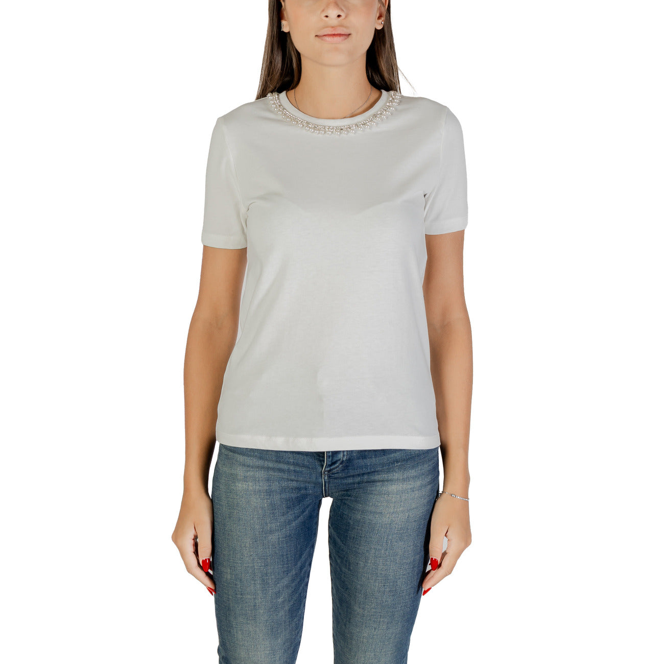 Only T-Shirt Donna Nera Manica Corta Scollo Tondo 100% Cotone Primavera/Estate 15356167