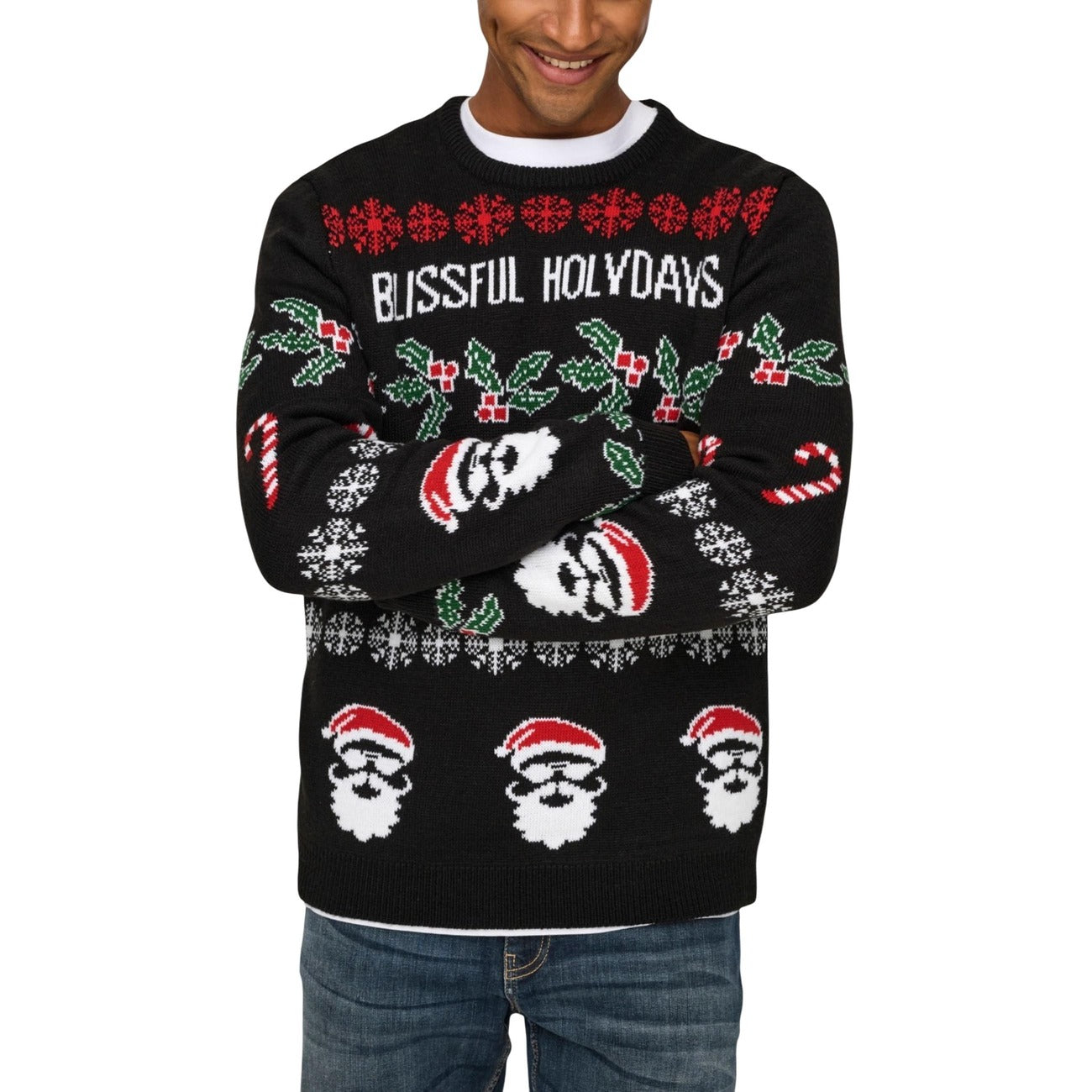 Only & Sons Maglia Uomo Nero Stampa Scollo Tondo Manica Lunga Acrilico 100% Autunno Inverno 82264253