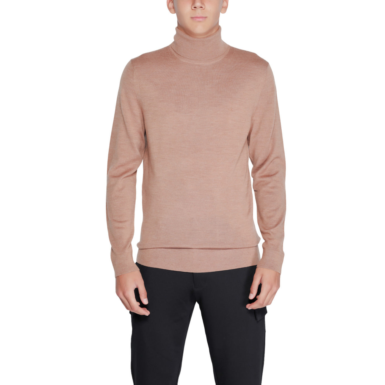 Calvin Klein Maglia Uomo Verde Collo Alto Manica Lunga Lana 100% Autunno Inverno K10K110420