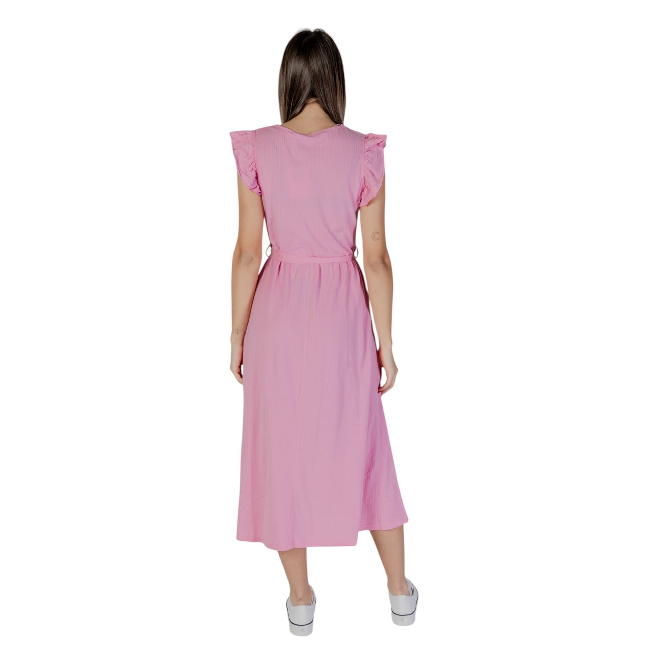 Abito midi B.young rosa in cotone - vista posteriore retro

