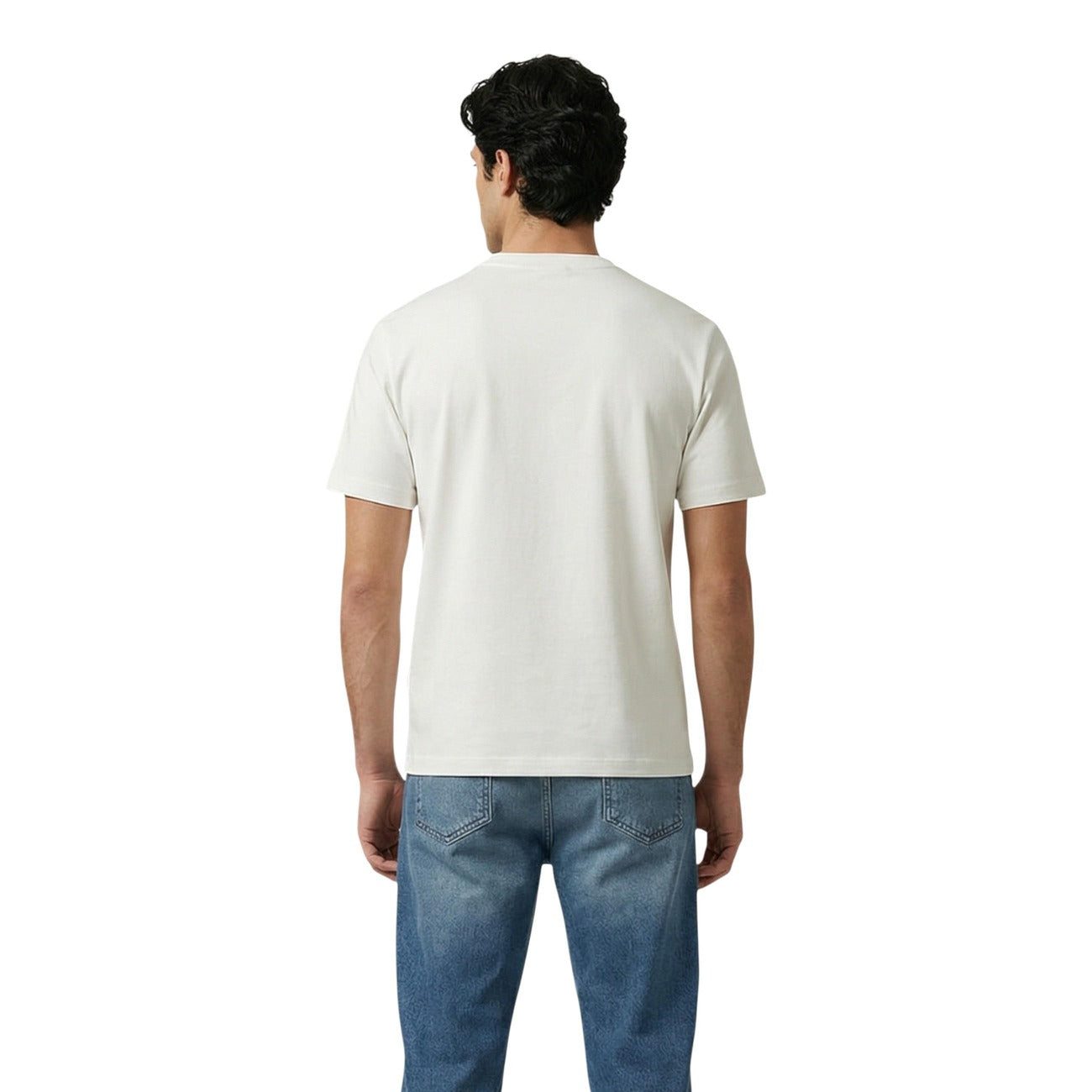 T-shirt Antony Morato uomo bianca con taschino - vista posteriore retro indossata da modello
