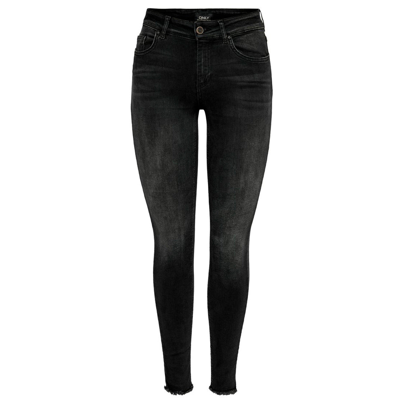 Only Jeans Donna Nero Zip Bottone Tasche Cotone 92% Elastan 2% Poliestere 6% 15157997